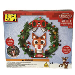 Rudolph the Red-Nosed Reindeer Light Up Holiday Wreath Building Bricks Set 526pc